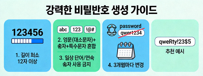 강력한 비밀번호를 생성하는 방법을 설명하는 인포그래픽 이미지